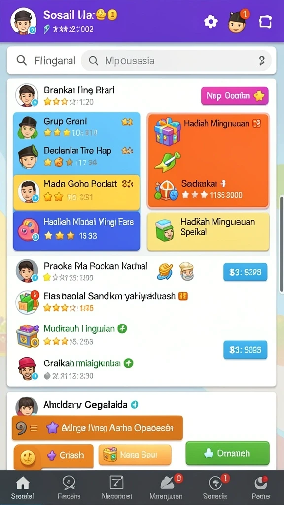 Leaderboards yang menunjukkan peringkat pemain secara real-time.